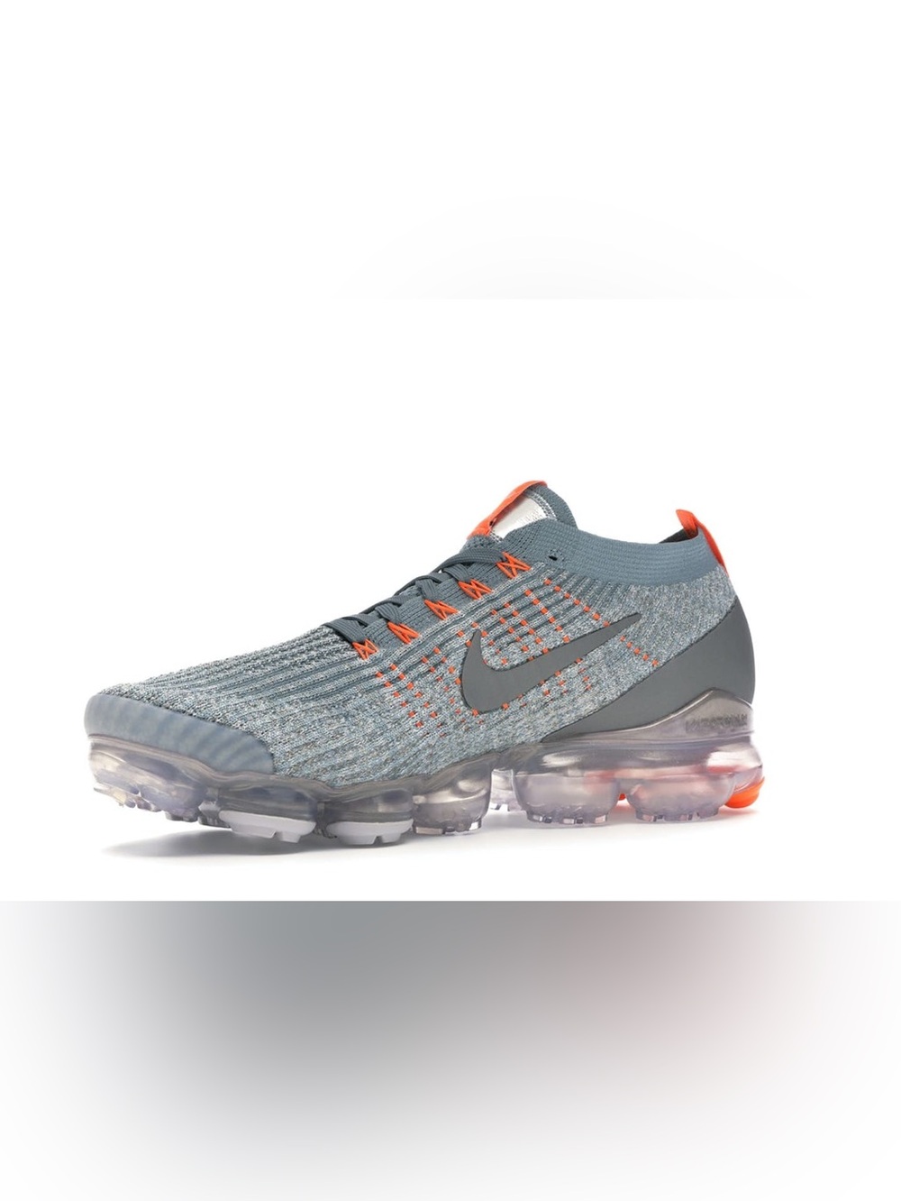 Nike‎ Air VaporMax Atmosphere Gray & Total Orange Flyknit Sneakers Sz. 11